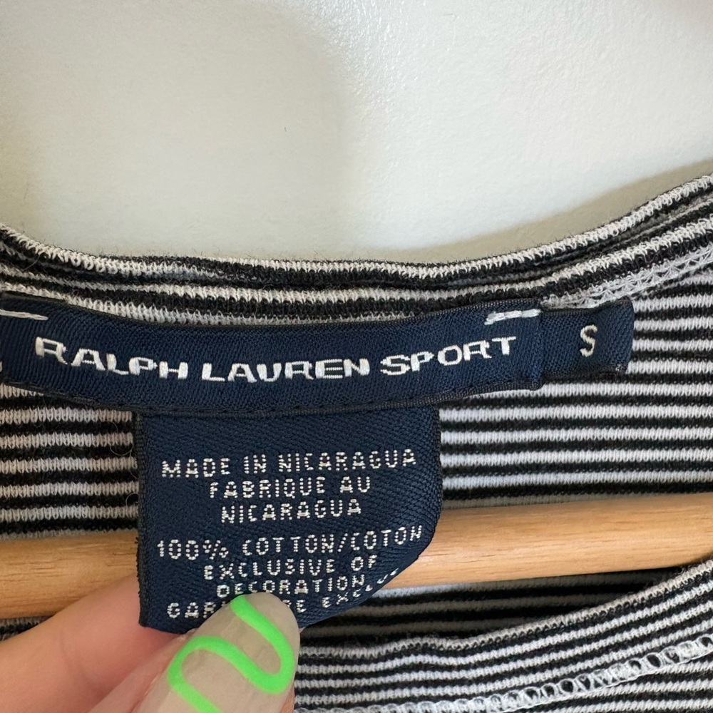 Ralph Lauren Sport Black and White Striped Short Sleeve Tee - Picture 2 of 3